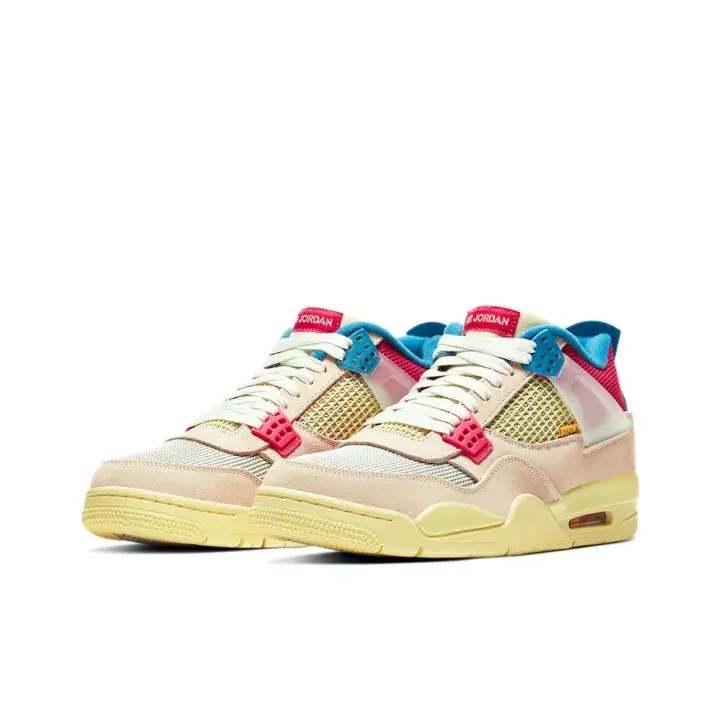 Vintage Light Pink Red Blue Color Block Suede Mesh Street Sneakers, Flexible Cozy Material, All Day Wear Basketball Trainers