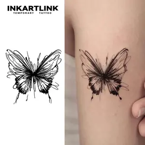 INKARTLINK Tattoo Tech, 2 Sheets Small Semi Permanent Tattoo, Adult Art Design Temporary Tattoos, Lasts 1-2 Weeks, Waterproof, Realistic Look, No Adhesive, No Reflection (Painful Butterfly Design)