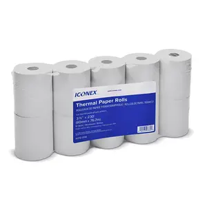 Iconex Thermal Cash Register Paper Rolls, 3 1/8" x 230', 10 Rolls/Pack (PMC07906)