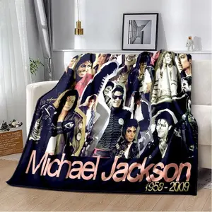 Michael Jackson retro printed Flannel Blanket Soft Throw Blanket for Home Bedroom Bed Sofa Travel Office Solid Cover Blanket  Adults