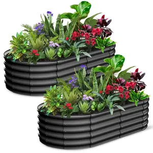 [FLASH SALE] Garvee Galvanized Raised Garden Bed 8x2x1FT Rust-Resistant Durable Steel Open Bottom Design Metal Planter Box for Vegetables Flowers Outdoor Gardening