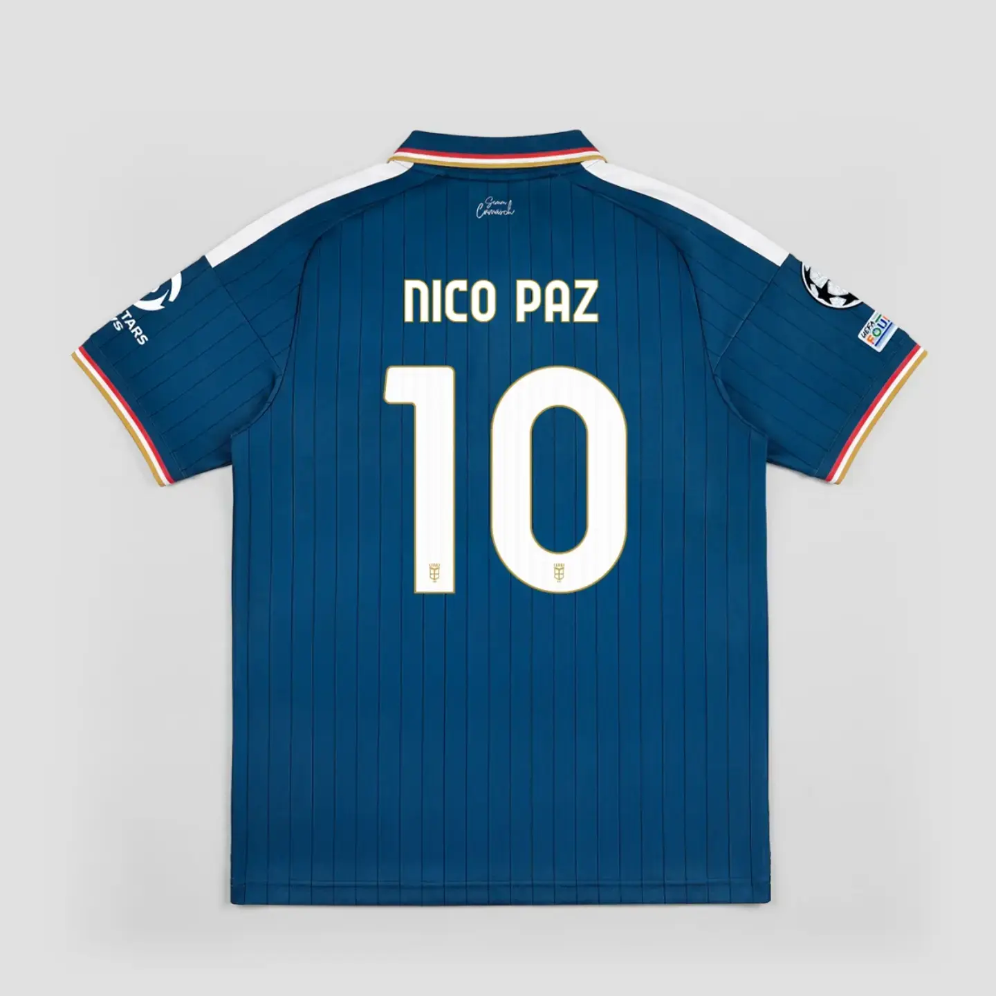NicoPaz Como FC 26-2027 home jersey with full logo, men's soccer shirt