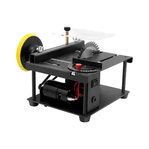 200W Mini Multi-functional Desktop Table Saw with Sandpapers - 0-90° Adjustable 1.3in Cutting Depth, 7-Speed 3000rpm w/Cold-Rolled Steel Base for Wood/Metal/Plastic, Desktop DIY Craft Cutting Tool