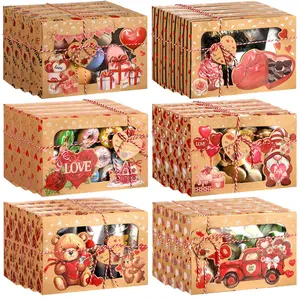 36 Pcs Valentines Gift Box Candy Boxes Treat Boxes kraft Paper Gift Box with Monster Bear Pattern Appreciation Gift for Friends Teacher Students Office Employee Coworker,Galentine's Day Birthday Wedding School Classroom Party Gift,Valentine Gift Exchange