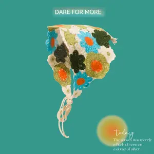 Hand-Knit Triangle Scarf Headbands for girls - Sweet & Playful Fruit, Floral & Geometric Patterns, Soft Stretchy Knit Fabric, Mixed Colors, Spring/Autumn Outings, Casual/Formal Wear, Hair Scarf, Outing Accessories, Playful Design