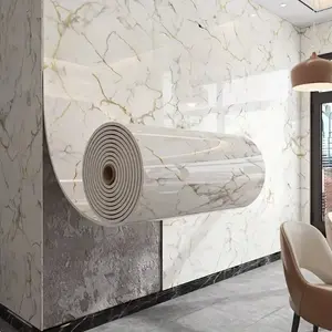 Marble Texture Wallpaper Roll, Waterproof Oilproof Thickened Self-Adhesive Touchable Material, Multi-Scene Use for Kitchen Home Furniture Desk, Marble Pattern Wallpaper