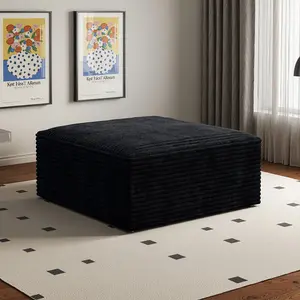 35.4*35.4""Plush corduroy boneless ottoman,compression cloud footstool,for Livingroom Apartment bedroom,No Assembly Required,Can be used as coffee table and end-of-bed bench.