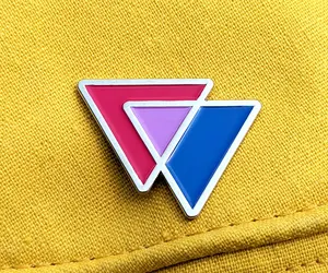 Bisexual Flag Triangle Blue Pink and Lavender Biangles Bi Triangles - Enamel Lapel or Fabric Pin