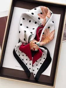 Elegant Polka Dot Satin Square Scarf, Classic Scarf, Versatile Neck Scarf, Head Wrap, Waist Belt, Handbag Accessory, Perfect for All Seasons