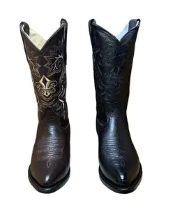 Men's Western Cowboy Genuine Cowhide Leather Pointed Toe Boots  Est.099 Puntal Floter Con Trebol