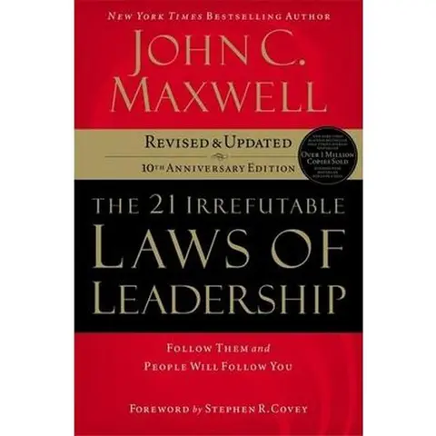 Used Very Good Hard Cover Book - The 21 Irrefutable Laws of Leadership by John C. Maxwell, English, HarperCollins Leadership, Revised & Updated with New Learnings, Business & Management, 336 Pages, Strengths and Weaknesses Evaluation Tool