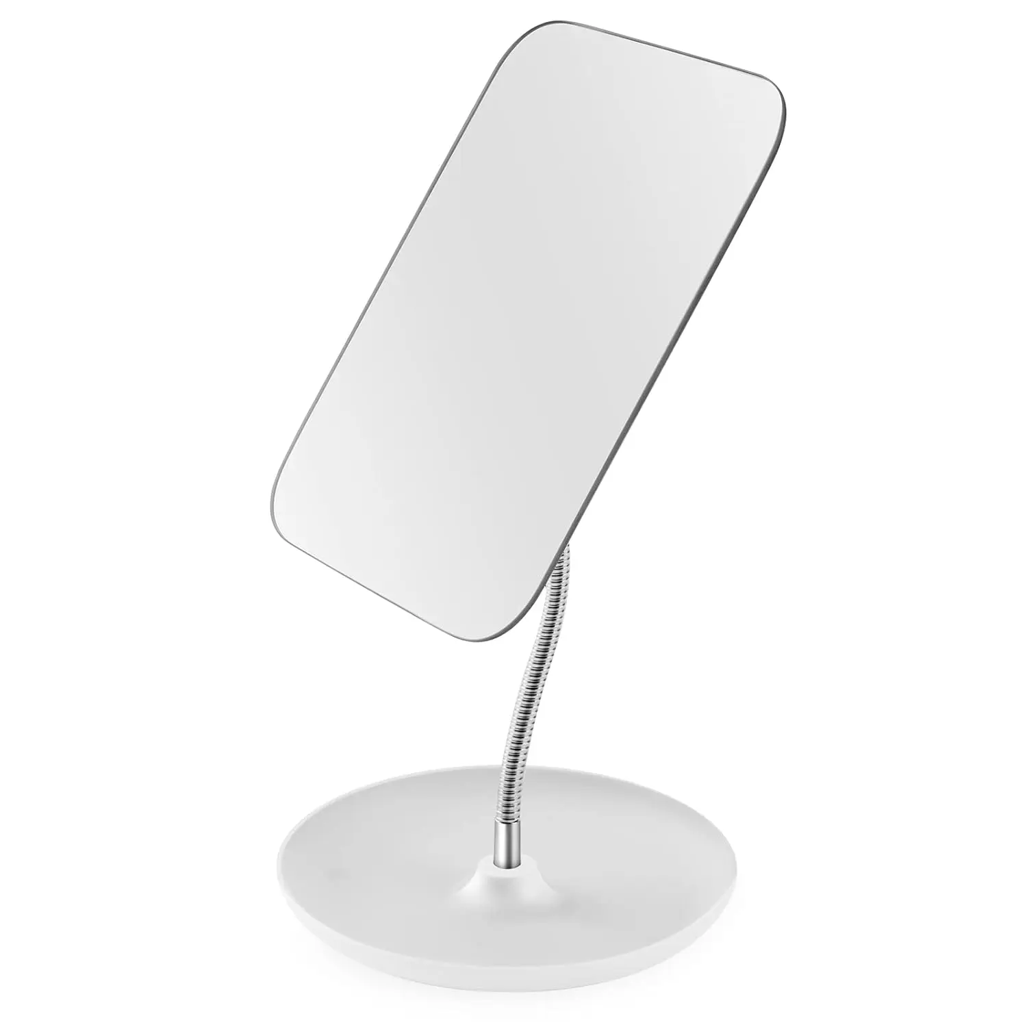 Table Vanity Mirror with Stand - Makeup Mirror for Desk - Adjustable Flexible Gooseneck, 360°Rotation Folding Portable Bathroom Shaving Cosmetic Mirror Square