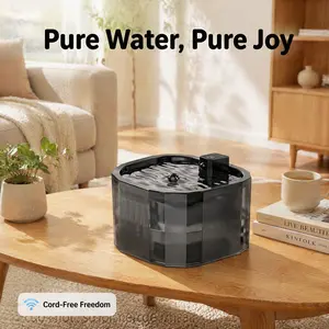 Smart cat water fountain, infrared radar intelligent sensing water dispensing system, equipped with a four-layer filtration system and ultra-quiet water pump, 1.5L/33.81-ounce automatic water dispenser, multifunctional pet square water faucet - WF02