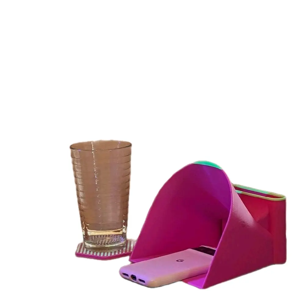 Phone Speaker Amplifier Stand and one 4 inch hexagon shaped drink coaster- Compatible with One Phone, Stable Platform for Home or Office Use #Phone Speaker Stand
