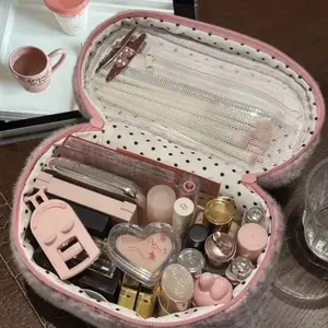 New Handheld Makeup Bag Zipper Design Portable Storage Case Multi-functional Leopard Handbag Women Girls