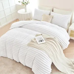 3 Pieces White Duvet Cover Sets Twin Faux Fur Bedding Cover Sets for Kids Girls Teens Soft Fuzzy Comforter Cover Sets for All Season(White Twin)