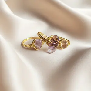 AMETHYST | Minimalist 18K Gold Handmade Wire-Wrapped Ring