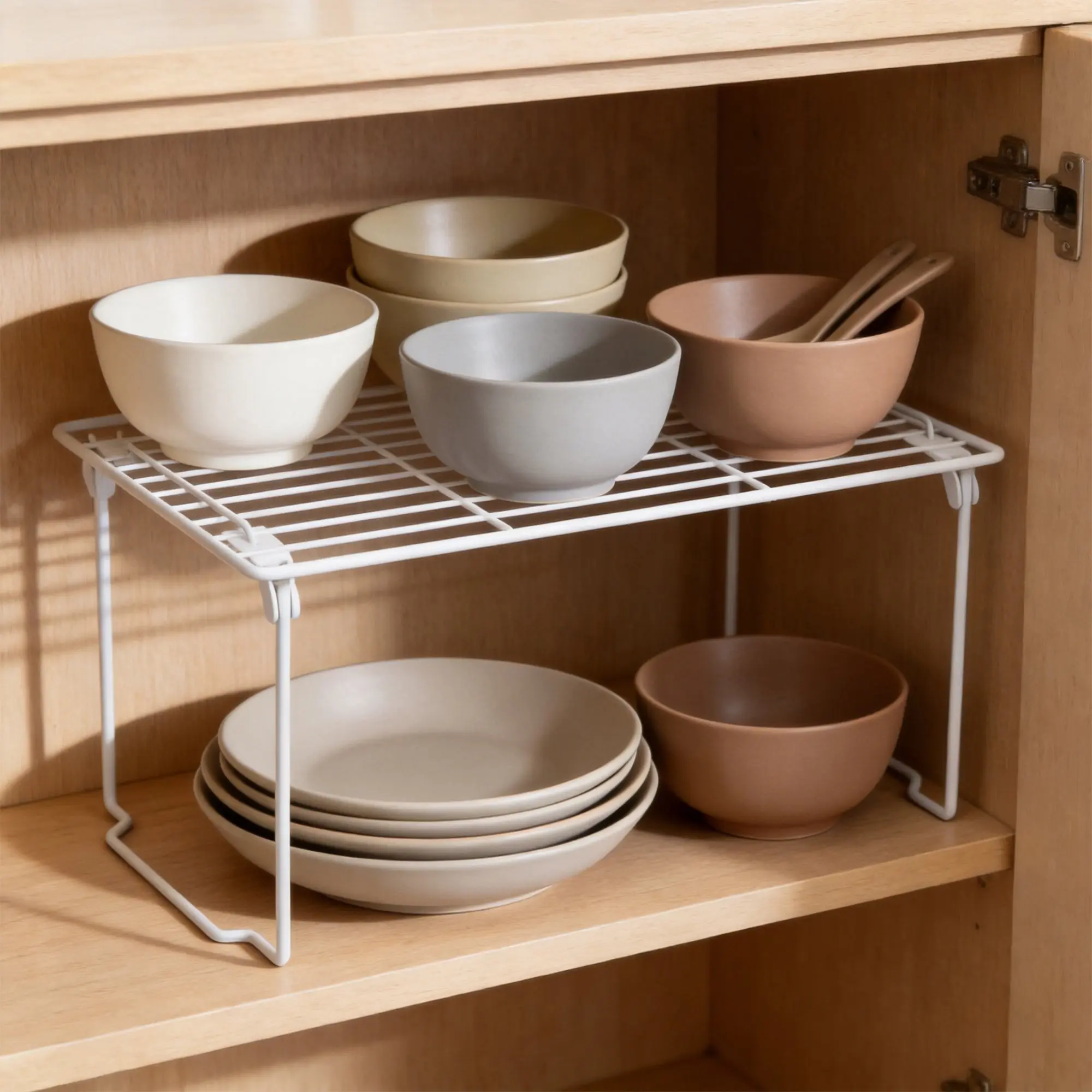 Stackable Wire Kitchen Storage Shelf - Foldable Home Organizer, Utility Rack for Counter, Cabinet