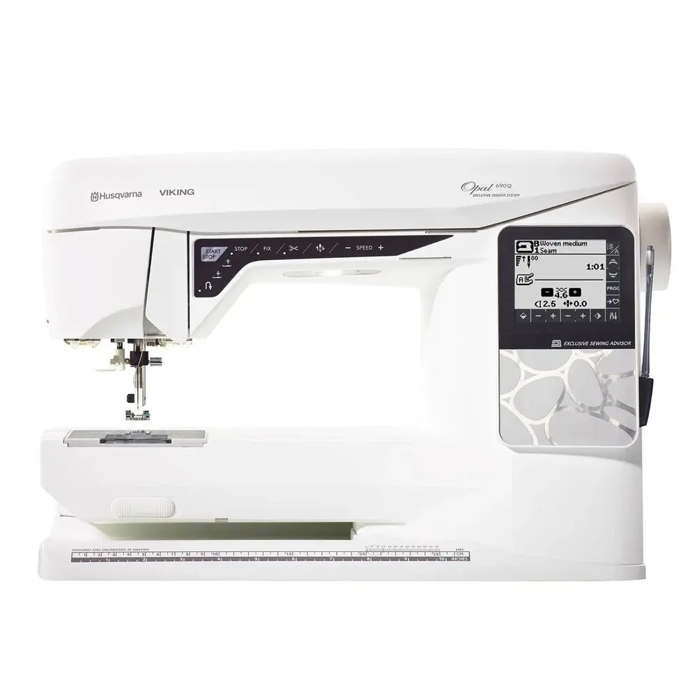 HUSQVARNA VIKING Opal 690Q Modern Computerized Sewing Machine - Automatic, 7 mm Stitch Width, 8 in Sewing Space, Decorative Stitches, Exclusive Sensor System, Quilting Capable, Smooth Even Fabric Feeding, Touch Screen Display