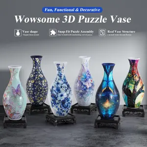wowsome 3D Puzzle Vase for Adults, Jigsaw Puzzle Vase for Flower, Art Puzzles Gift for Women House Flowers Arrangements and Home Decoration, Mother’s Day Gift