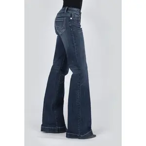 Stetson Womens Blue Cotton Blend 214 Reverse Check Deco Jeans