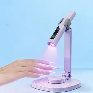 Portable nail extension light + stand, Manicure USB-charged UV nail phototherapy lamp, Nail Care drying convenient small handheld Nail Art lamp with stand, concentrated liquid crystal nail heating lamp