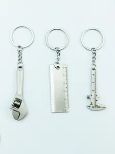 3pcs Creative Simulation Tool Keychain Set, Adjustable Wrench Ruler Caliper Key Chain Bag Charm, Home Gift Key Ring Accessories