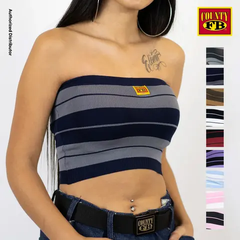 FB COUNTY Women's Charlie Brown Tube Top FBCOUNTY Girl's Tank Top Stripe Tank Tops Cute Sexy Party Hip Hop Chicano Fashion Biker LA Streetwear