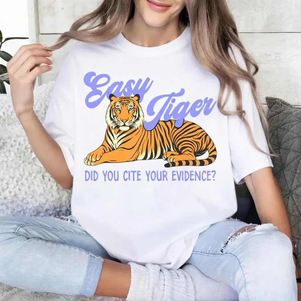 English Teacher Shirt, ELA Cite Your Evidence T-Shirt, Grammar Punctuation Tee, Funny Gift for English Teacher, Easy Tiger Graphic Top, Literature Teacher Shirt, Writing Instructor Tee, Sarcastic ELA Graphic Shirt.