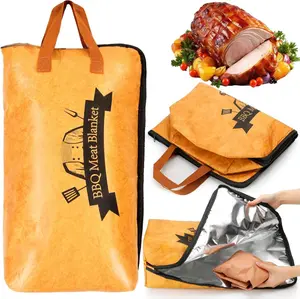 BBQ Blanket for Resting Meat Compatible with Traeger Smoker Grill, Reusable Pellet Smoker Meat Insulated Resting Bag with Wide Mouth for Large Brisket/Beef,Gifts for Men Him Dad,Traeger Accessories