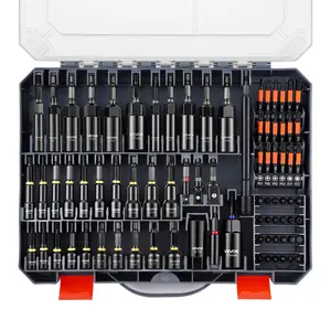 【DealsForYouDays】VEVOR 80-Piece Premium Magnetic Impact Nut Driver Set, Metric & SAE Sizes, with Socket Adapters, Bit Holder, Wing Nut Driver, Universal Sockets, Quick Release Extension, Power Bits, Storage Box