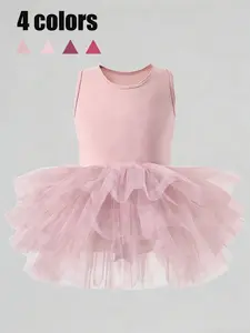 Girls' Ballet Dress Skirt Set, Short Sleeve Dance Tight Fit, Comfortable Fashion for Dancers, Perfect for Concerts and Performances