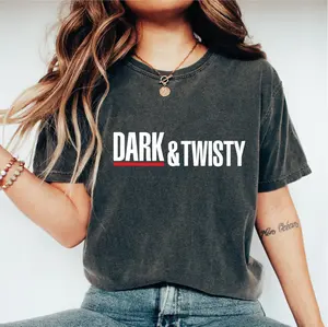 Lady's Round Neck Short-Sleeve Dark & Twisty Graphic T-Shirt, Moody Aesthetic Comfortable Casual Top, Sad Girl Era Design for Everyday Fit to Pair with Jeans