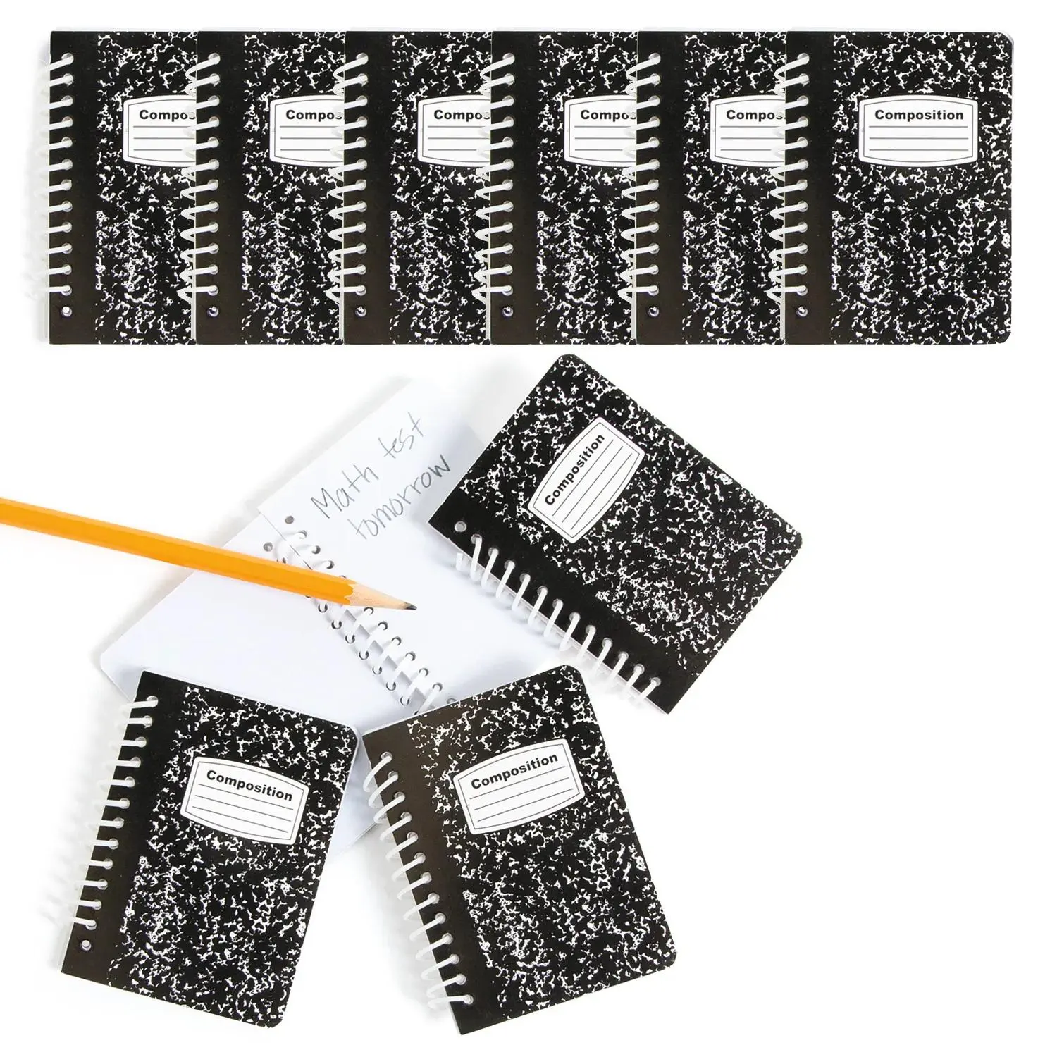 2.5"x3.5" Bulk Spiral Bound Notepad Set - 144 Pc. Mini Black & White Notebook Journal, Study Notebook, Office Stationery Supplies, Party Favors