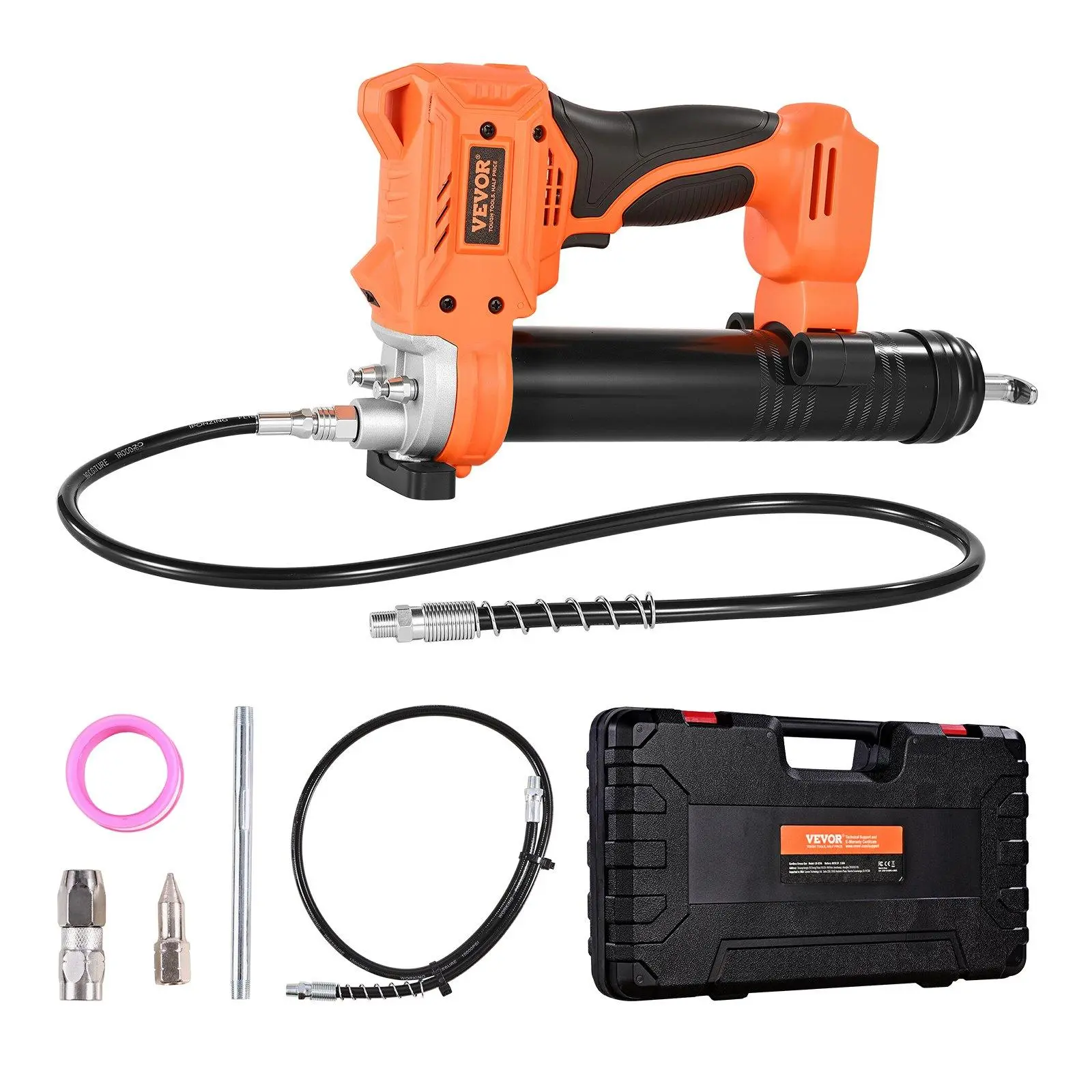 【Summerfinds】VEVOR Cordless Grease Gun, 8000 PSI Max Pressure, Battery Operated Grease Gun with LED Light & 35.4-inch Long Hose, Compatible with 18V Makita Batteries, For Greasing Vehicles or Machines(Tool Only) Power Tools Tool Box
