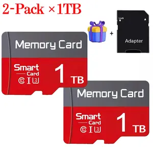 2-Pack × 1TB Micro SD card - compatible with cameras, smart phones, tablets, laptops and game consoles. Made of durable ABS material, it is used for secure digital storage (TF card