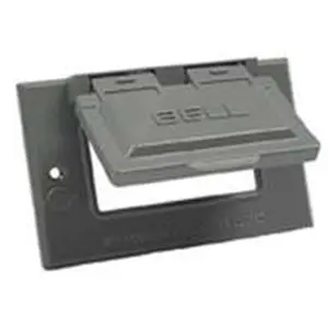 212 MAIN Weatherproof Gray Horizontal GFCI Cover 5101-0, Single Gang, Self-Close Lid, Installation Kit, Scratch Resistant