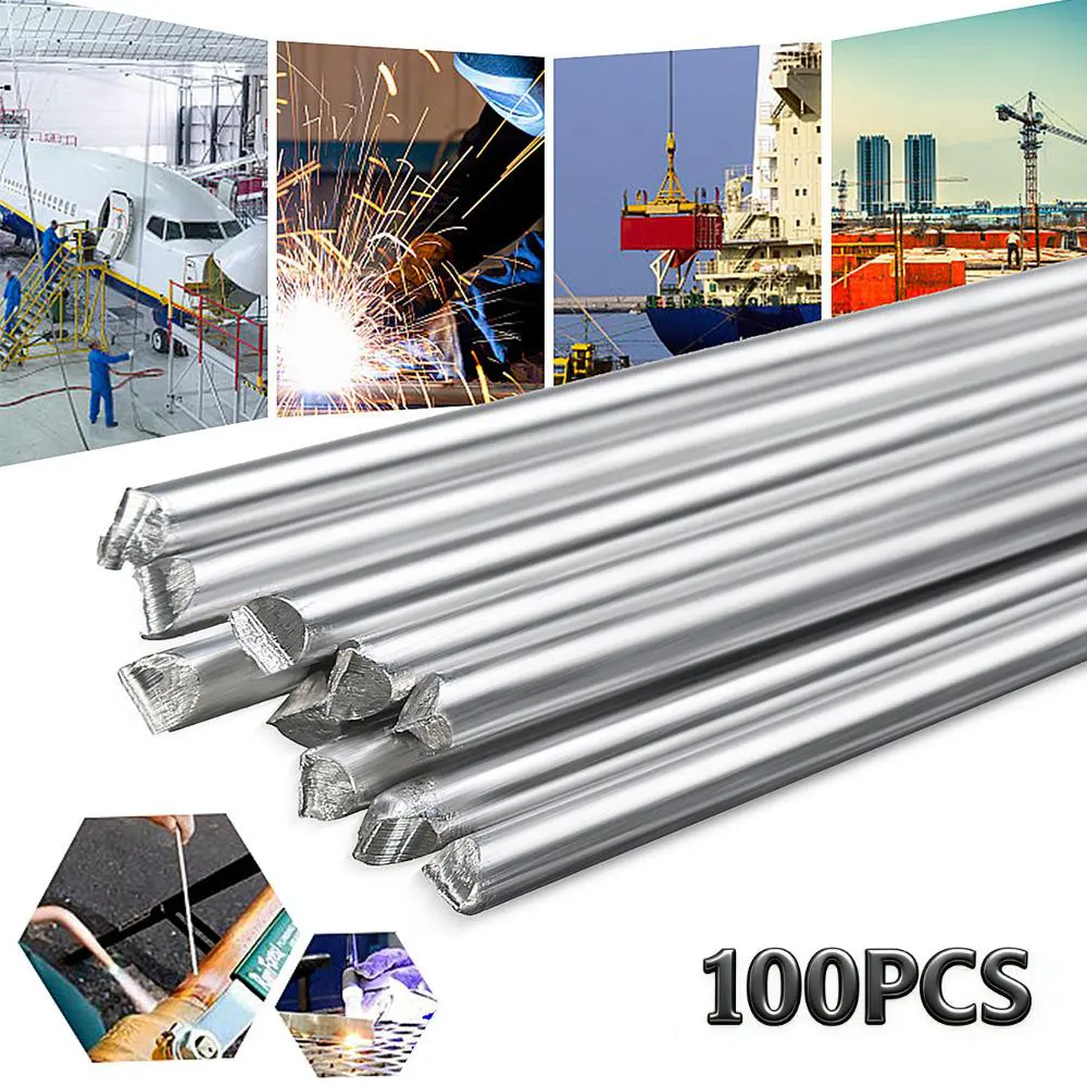 50/100 Pcs Aluminum Welding Rods 13 Inch Welding Electrode Household Low Temperature Aluminum Wire Brazing Rods Universal Aluminum Repair Rods for Electric Power Chemistry (Silver)