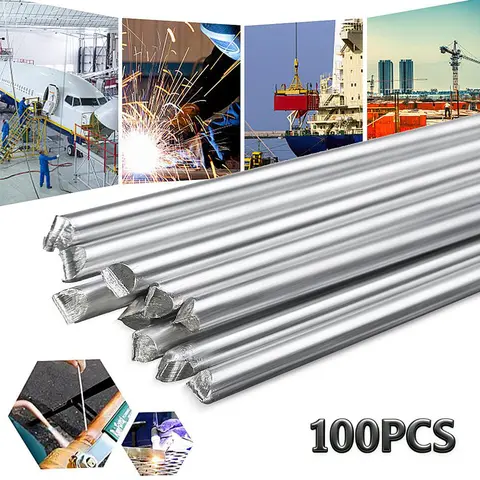 50/100 Pcs Aluminum Welding Rods 13 Inch Welding Electrode Household Low Temperature Aluminum Wire Brazing Rods Universal Aluminum Repair Rods for Electric Power Chemistry (Silver)