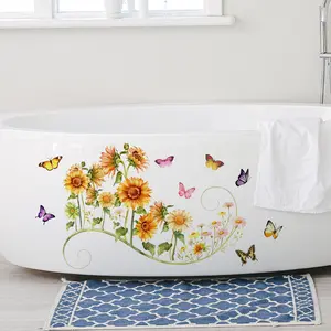 Spring Plant Vine Sunflower Butterfly Wall Stickers, Decorative Stickers, Self-Adhesive Home Decor for Living Room Hallway Corridor, 30x40cm M21153-NC