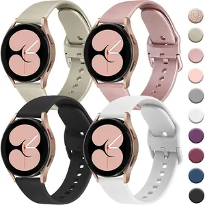 4 PACK Bands Compatible with Samsung Galaxy Watch 4 Band 40mm 44mm, Galaxy Watch 4 Classic Band 42mm 46mm, Galaxy Watch 5 Bands, Galaxy Watch 5 Pro, 20mm Adjustable Silicone Sport Strap Replacement Band for Galaxy Watch 4 / 5 Women Men