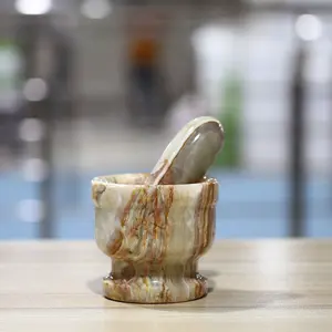 Onyx Mortar pestle set - Cute Grinder for Spices,Herbs,Weed,Medicine,potions - Pill Cusher - Gifts for her - Size of Mortar and pestle 4" - Best Kitchen Decor