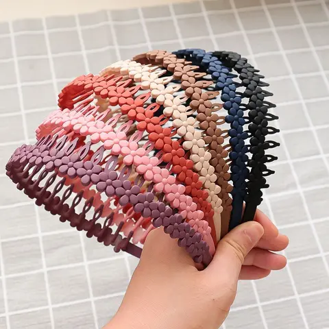 Women's Elegant Matte Bow Hairbands - Non Slip Teeth Design, Flexible Plastic Frame Hair Styling Headband, Baby Hair & Bangs Holder for Daily Face Washing