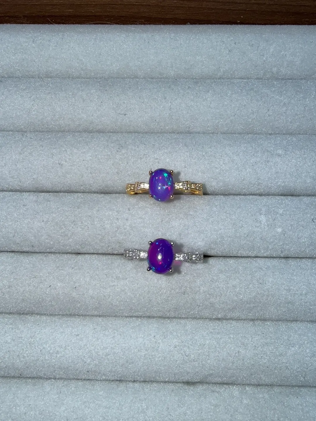 Selina(17353) S925 Purple Opal Natural Crystal Single-Stone Ring Jewelry - Elegant Daily Wear Accessory
