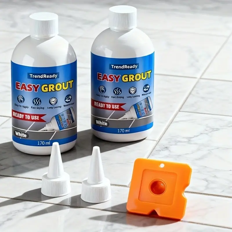 2pcs Pre-Mixed White Grout Repair Kit (320g/11.29oz) - Stain-Proof, Non-Yellowing, Crack-Resistant Tile Grout Filler with Spatula for Floor Joint Line Gap Renewal & Sealing