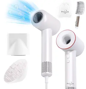 High Speed Fast Drying Hair Dryers, Negative Ionic Portable Blow Dryer with 150000 RPM Brushless Motor, Lightweight Low Noise Thermo-Control Hairdryer with Nozzle for Home, Travel