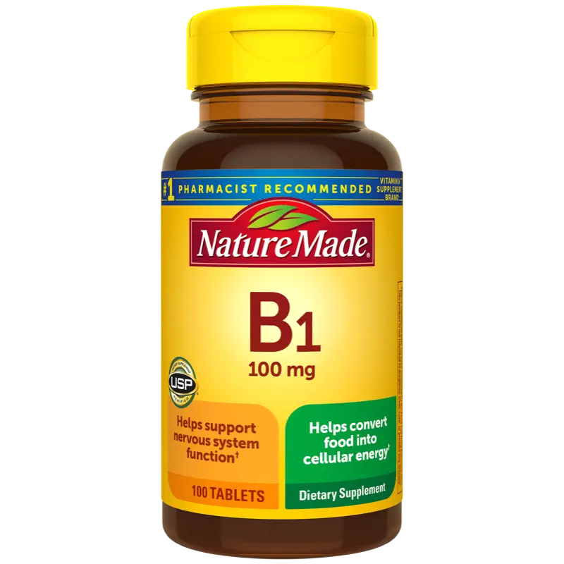 Nature Made Vitamin B1 Tablets, 100 mg Dietary Supplement for Health & Nutrition Support Nature Made Vitamin B1 Tablets, 100 mg Dietary Supplement for Health & Nutrition Support