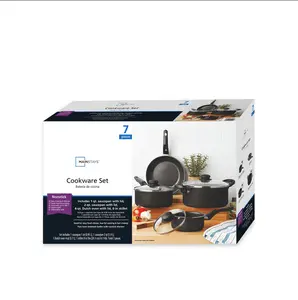 Mainstays 7 Piece Non Stick Aluminum Cookware Set, Black