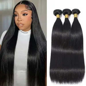【LUCKOCKOS 】14A Grade Straight/Body Wave Unprocessed Brazilian Human Hair Bundles 12–30 Inches Wavy Human Hair Extensions Natural Black Hair