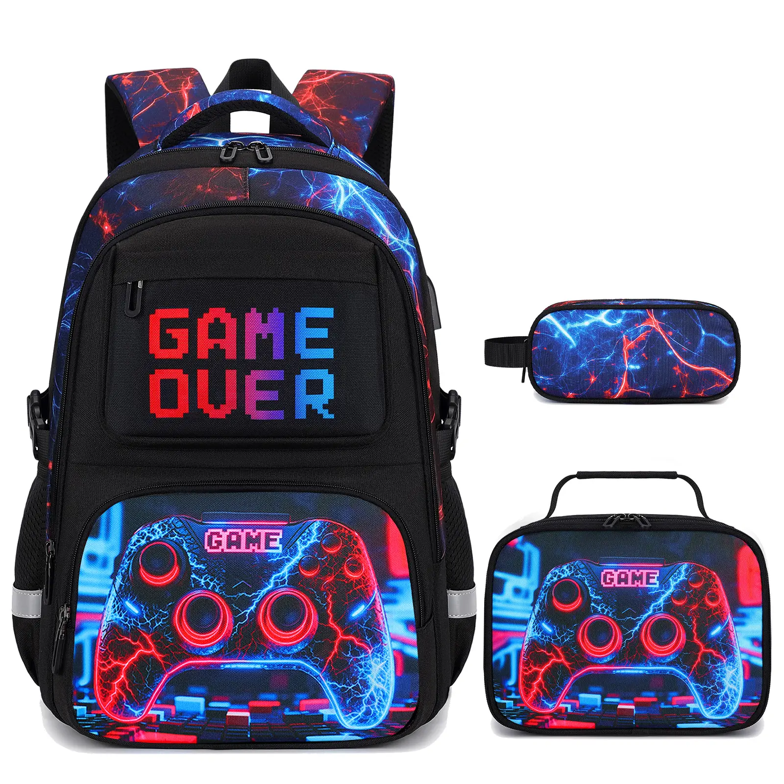 3PCS Set [Tech Red Blue Lightning]